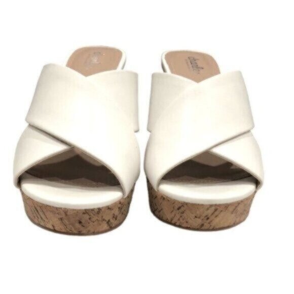 NWT Charles David White Leather Wedge Slide Business Casual Dressy Sandals 9.5M - Picture 4 of 10